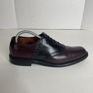 Allen Edmonds Mens Shelton 9B Black/Burgundy Oxford Saddle Shoe 8271